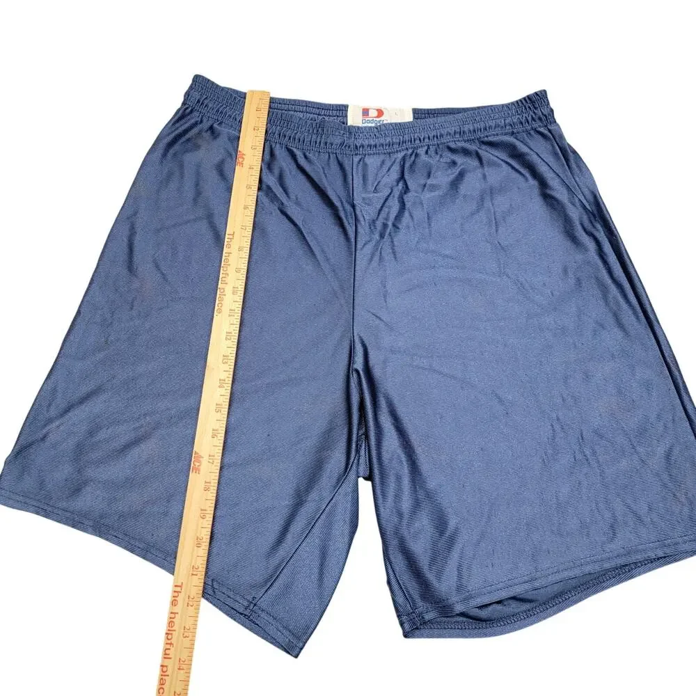 Vtg Dodger Nylon Gym Shorts Mens L Navy Blue D Logo Athletic Made in USA READ